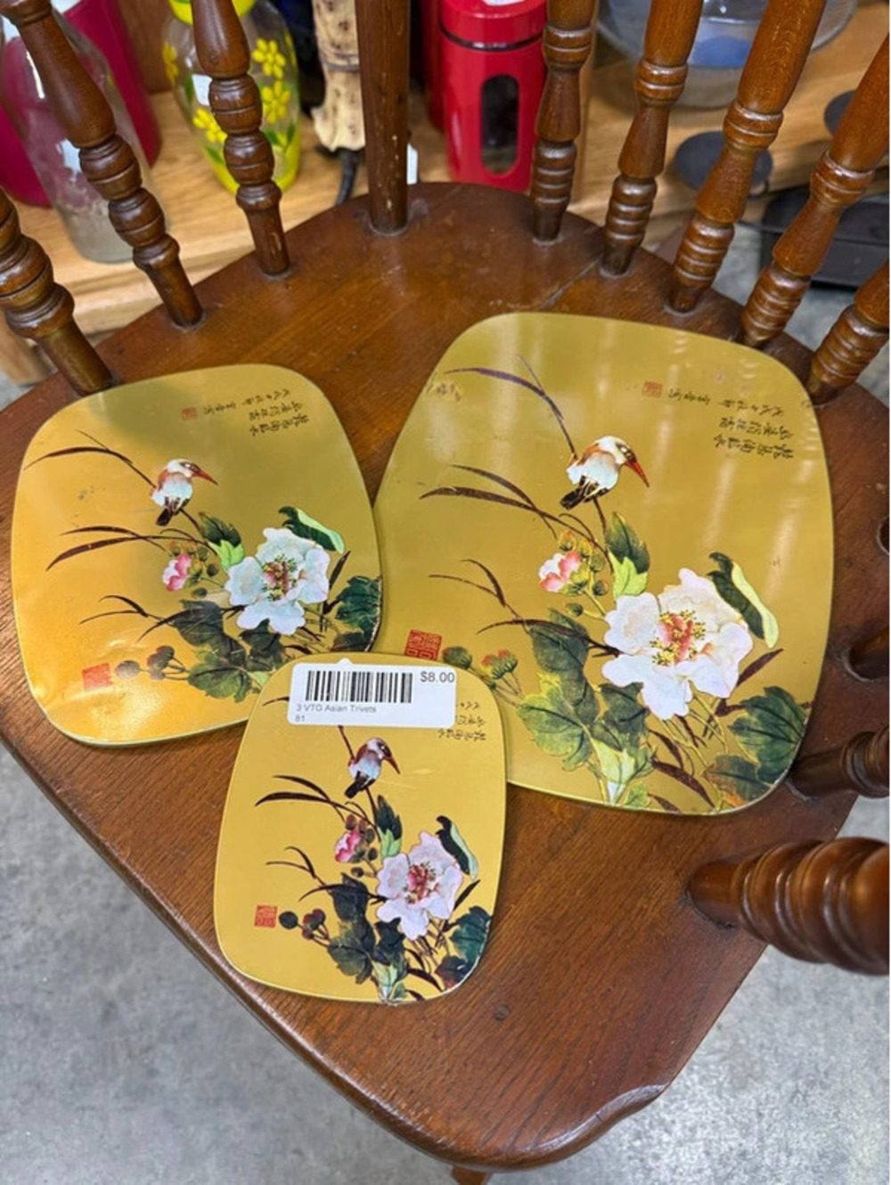 Vintage Asian Trivet Set of 3